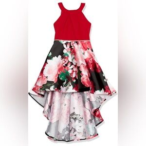 Speechless Girls Formal Stress Hi Low Floral satin Red Black 12 Fancy Christmas